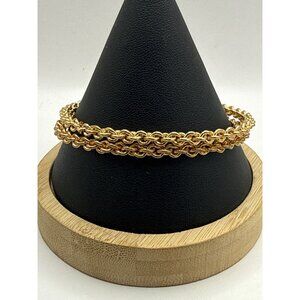 Yellow Gold Rope Chain Link Set of Bangle Bracelets